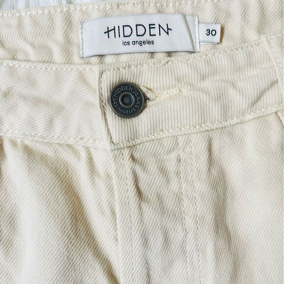 Hidden Tracey Cream Button Fly Distressed High Rise Boyfriend Jeans Sz 30 NWT - Picture 7 of 11